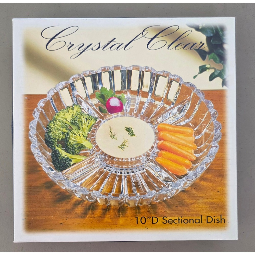 Crystal Clear Alexandria 10 Inch Sectional Dish Divided Crystal Relish Tray